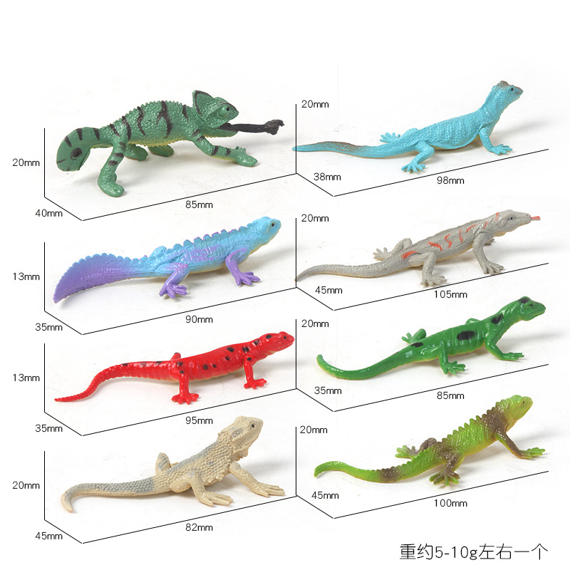 Modelo de animal de lagarto transfronterizo Simulación de lagarto de color Modelo de plástico Ilustración infantil Juguete educativo Modelo de animal