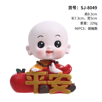 Car interior new Zen monk car center console tea table wine cabinet resin crafts decoration ornaments (Car ornaments) - ping-an-monk