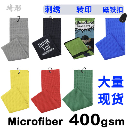 Microfiber golf towel waffle pineapple check digital embroidery printed logo sports towel