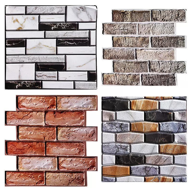 3d木纹自粘墙贴现代美式自粘PVC厚款瓷砖壁纸电视背景墙瓷砖装饰