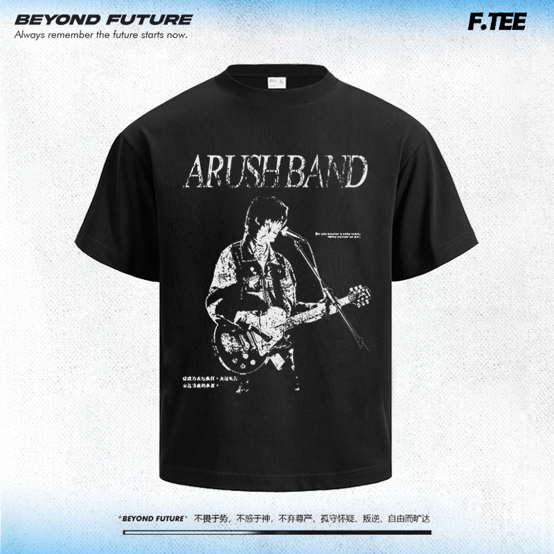 Cross-Border Foreign Trade【Band Soloist】Heavyweight Pure Cotton Unisex Street Fashion Loose Short-Sleeve T-Shirt