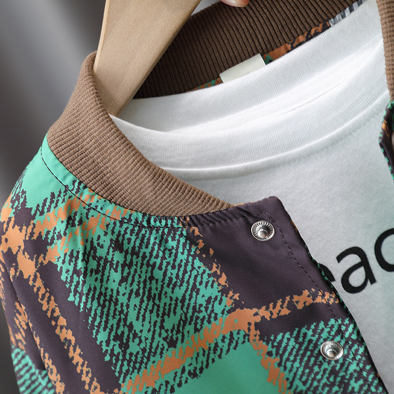 2759 chaqueta a cuadros de los muchachos 2023 primavera y otoño nuevo bebé ropa estilo coreano abrigo moda guapo