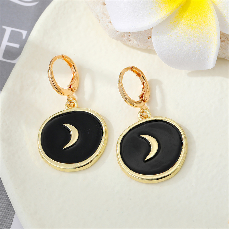 Fashion Geometric Heart Circle Shaped Moon Pattern Drop Earrings Wholesale display picture 5
