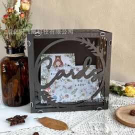 跨境创意木制工艺品拼装结婚用品名片盒摆件签到箱木制婚礼贺卡盒