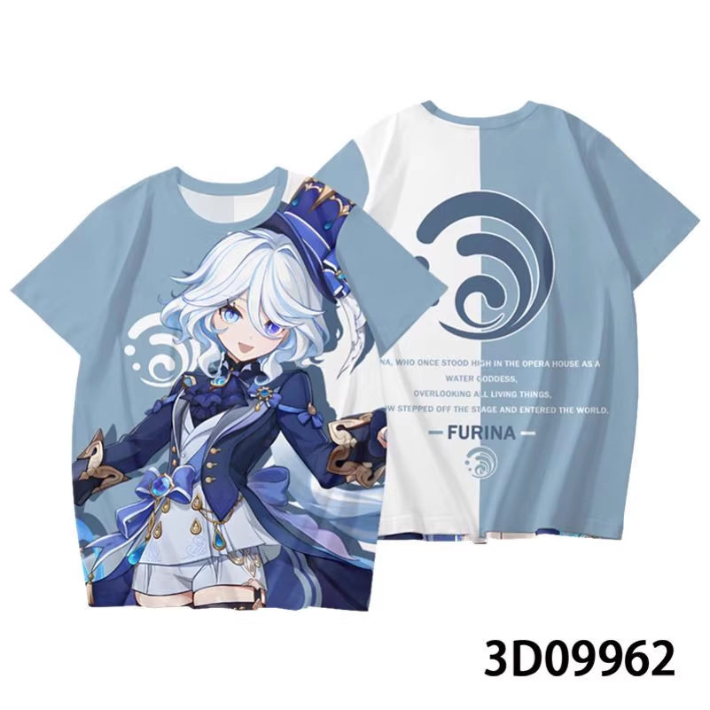 3D数码印花游戏原神周边休闲时尚潮流数码印花情侣T恤上衣