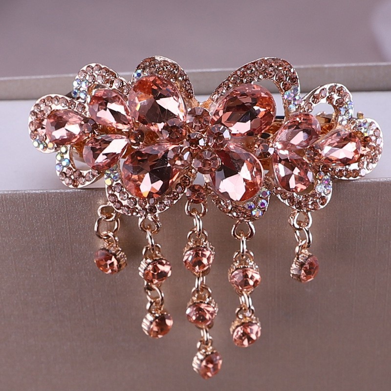 Hairpin, Hair Clip, Top Clip, Spring Clip, Large Clip, Rhinestone Tassel Pendant, Mom Style, Korean Adult Hair Accessory for the Back of the Head