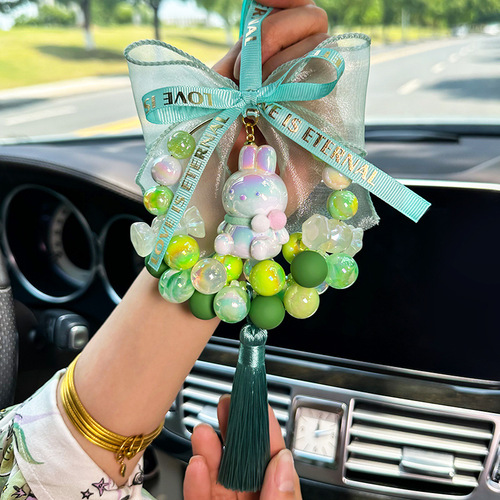 Live candy beaded car hanging electroplating UV plated color round beads diy beaded goddess jewelry car pendant