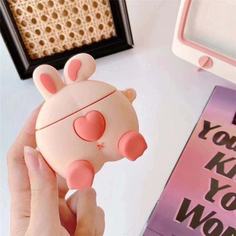 Силиконовый защитный чехол (совместим с Apple) для AirPods 1/2, милые мультяшные дизайны, с крючком/кольцом