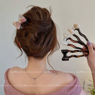Elegant Bow New Chinese U-shaped Hairpin Women's High-end Feeling Ball Head Disc Hair Headwear New Hairpin Summer