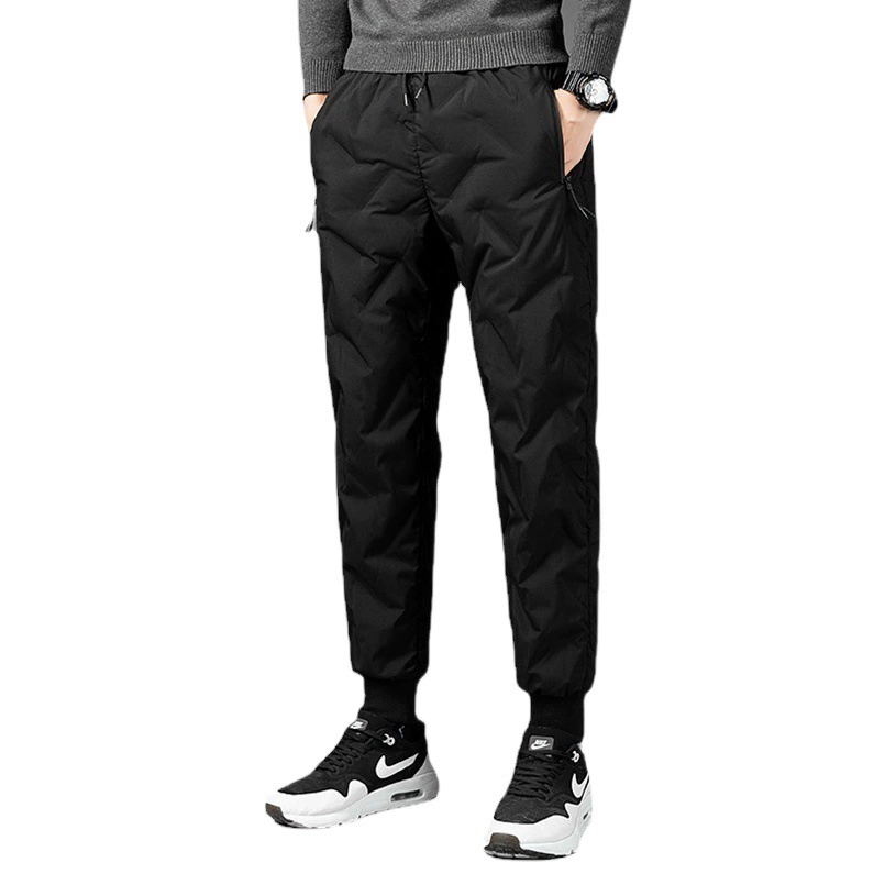 Легкие белые брюки на утином пуху, мужская осенне-зимняя верхняя одежда, утепленные теплые мужские спортивные штаны, повседневные брюки