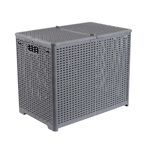 Japanese-style dirty clothes basket with lid, partitioned laundry, foldable dirty clothes basket, plastic bathroom storage dirty clothes storage basket