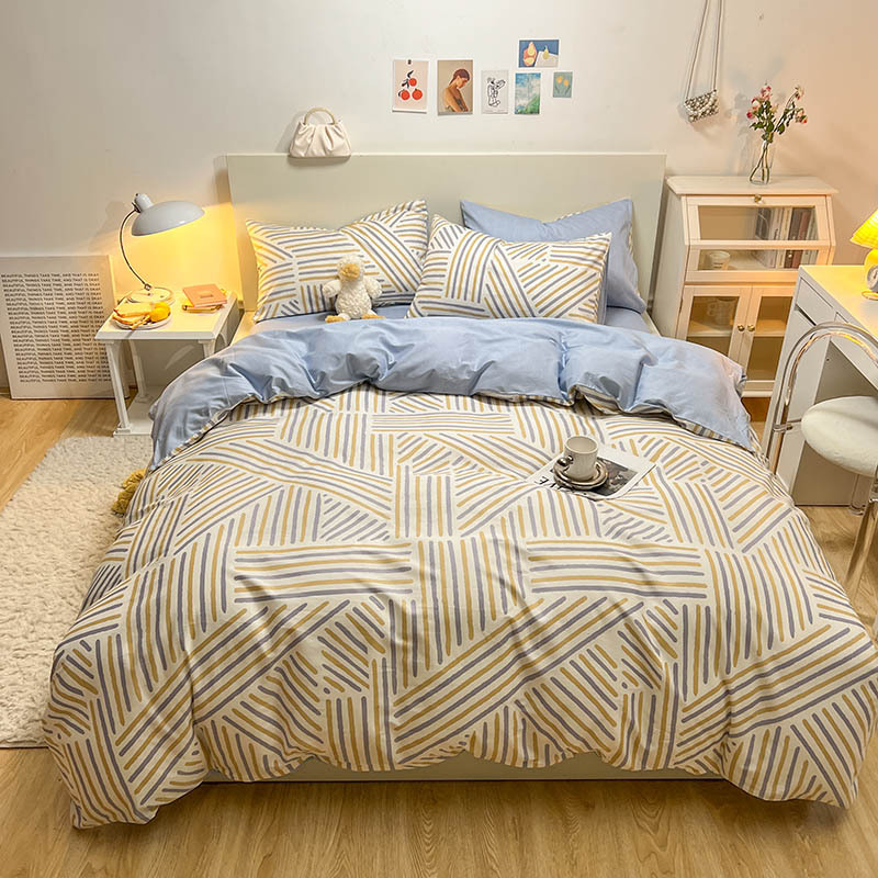 Algodón de cuatro piezas de ropa de cama de algodón 2025, nuevo edredón de flores frescas, sábanas de dormitorio de tres piezas de cuatro estaciones