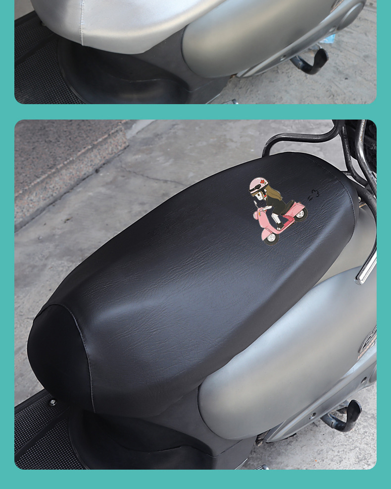 Electric car leather cushion cover cartoon sun protection waterproof motorcycle seat cover four seasons universal heat insulation all-inclusive seat cushion cover