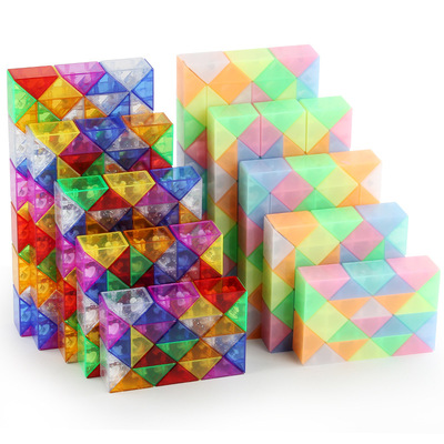 点盛新品果冻琉璃色24段百变魔尺折叠魔蛇魔尺玩具3D立体折叠魔尺|ru