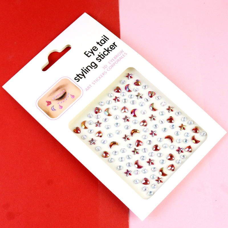 Transfronterizo AB diamantes coloridos joyas de maquillaje de ojos maquillaje facial pegatinas de diamante para niños espectáculo de escenario pegatinas faciales pegatinas de cristal perlas