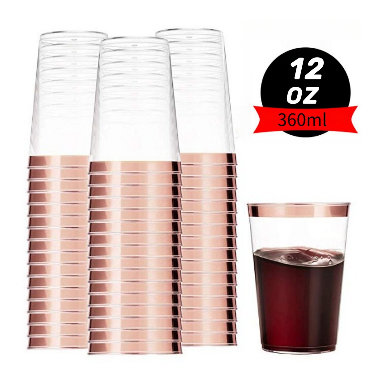 12OZ/360ml 로즈 골드 림 컵 1개