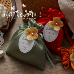 2025新型結婚喜糖箱喜糖袋結婚式布袋風結婚ベルベット結婚期少女心森系糖袋