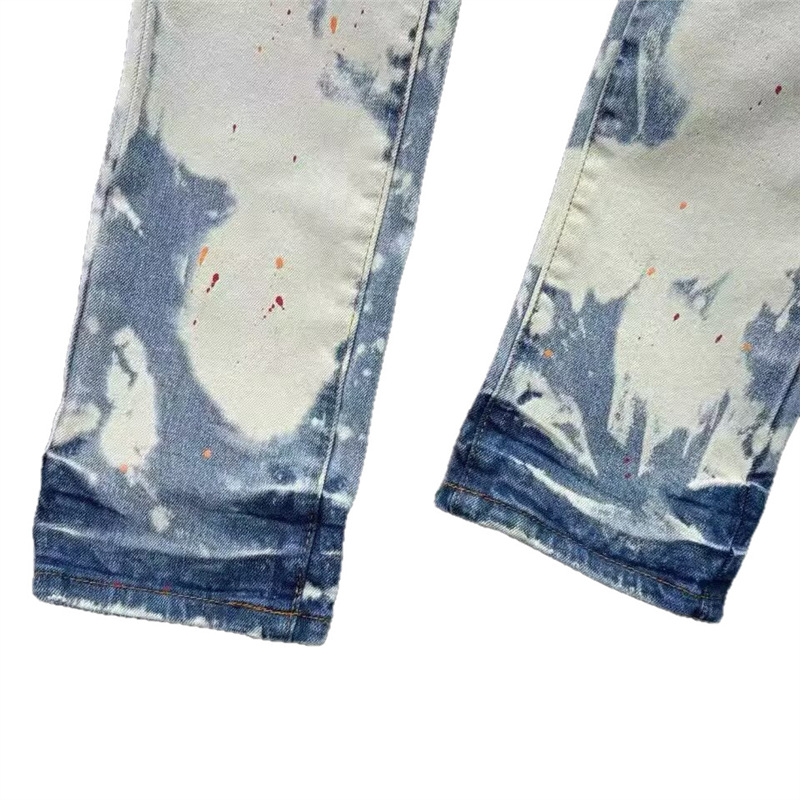PUR Collection High Edition AM Foreign Trade Style Blue Distressed Slim Fit Stretch Printed Dyed Skinny Men's Jeans 008_voghion.com