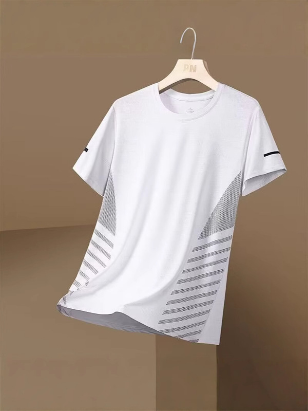 卸売スポットメッシュ半袖Tシャツメンズ夏アイスシルク速乾薄手安い涼しい通気性半袖Tシャツ|undefined