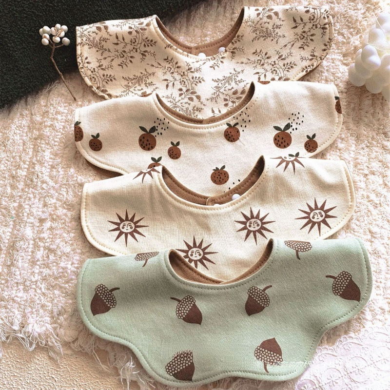 Korean Style Baby Bib Petal Saliva Towel Anti-Vomiting Bib Baby Four-Season Reversible Bib Factory Direct Delivery