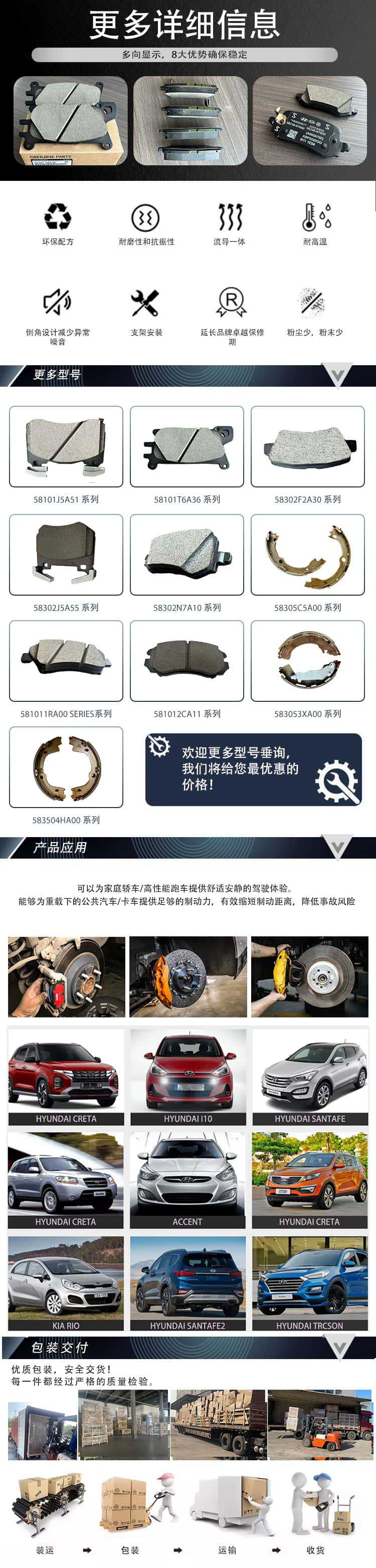 58101M6A00 wholesale high quality ceramic brake pads for Hyundai Kia models original quality