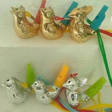 电镀金银陶瓷小鸟哨子水鸟口哨塑料嘴儿童玩具创意摆件旅节日礼物