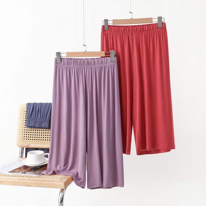 Loose Sleep Shorts for Women, Summer Modal Casual Shorts, Plus Size, Thin Solid Color, Wide-Leg, High-Waisted Home Shorts