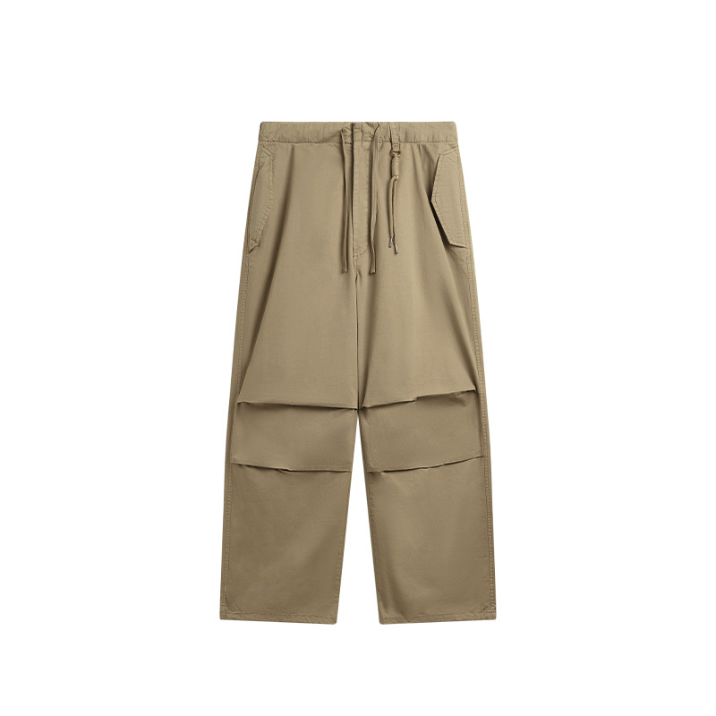 Ropa para Hombre Jie Zhan | Pantalones Cargo de Pierna Ancha Estilo Paracaidista, Lavados, Listos para Usar, Nuevo Producto Otoño 2025, Tinte Asut, Bolsillos Grandes
