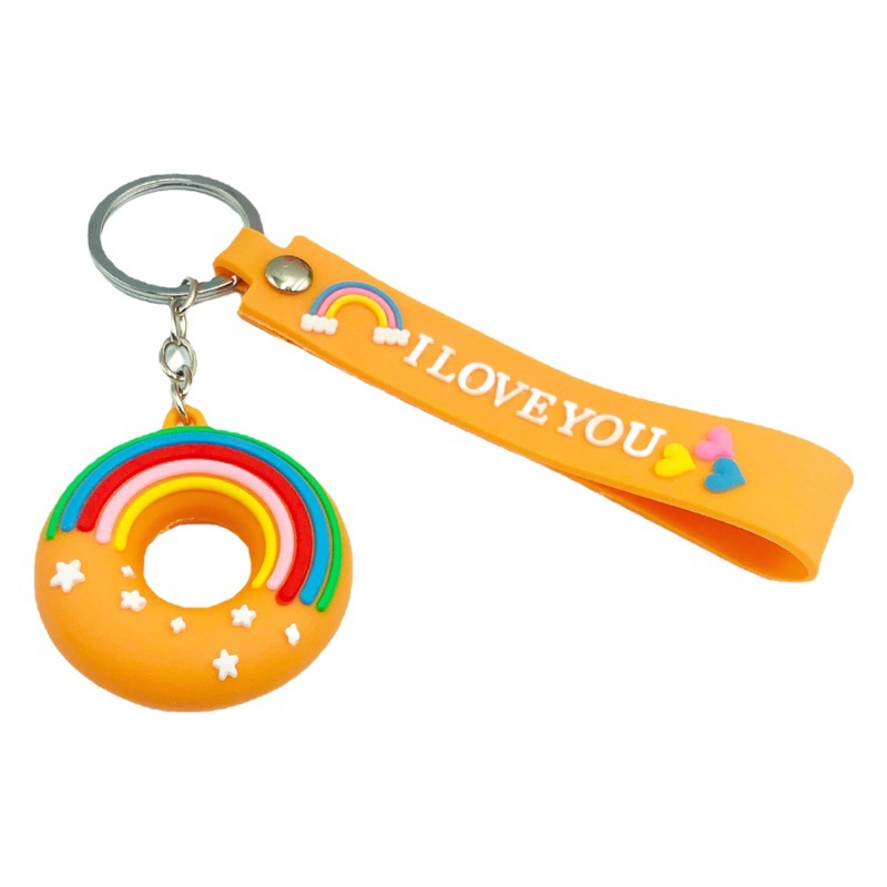 Caliente transfronteriza de PVC nuevo donut llavero colgante traje bolsa ropa adornos prácticos pequeños regalos