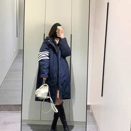 TB男女同款90白鸭绒冬季保暖女士中长款羽绒服加厚外套长款连帽高