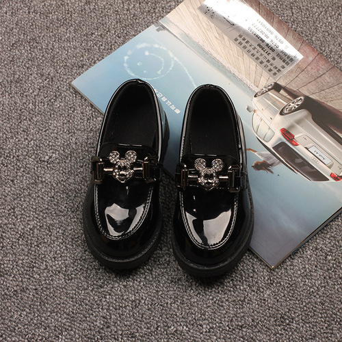  Spring and Autumn New Children's Shoes Princess Black British Small Leather Shoes Soft Sole Dance Shoes Student Performance Shoes Trendy