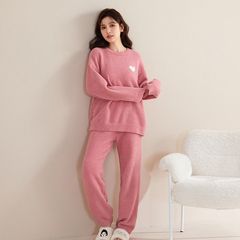 宽松毛衣女秋冬慵懒风半边绒家居服珊瑚绒睡衣女款高级感可外出穿