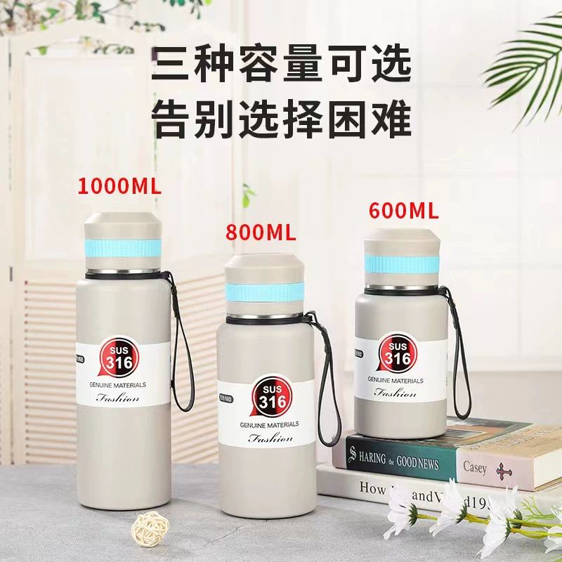 Sports bottle, vacuum capacious glass stainless steel, travel tea cup, 316 volume, Birthday gift