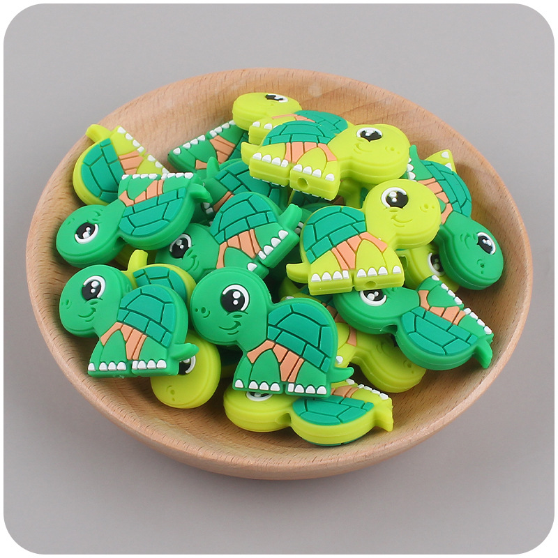 Bebé de dibujos animados silicona tortuga mordedor bebé creativo DIY chupete cadena pulsera accesorios juguete