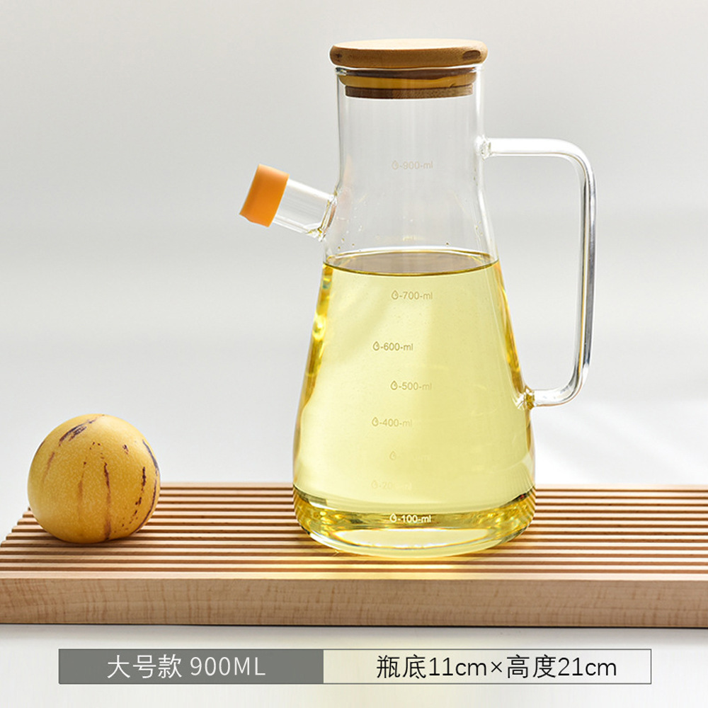 Botella de vinagre de salsa de soja simple grosada de alto silicio de vidrio de silicio con escala de gran capacidad de cocina resistente al calor hervidor de aceite de condimentos image 8