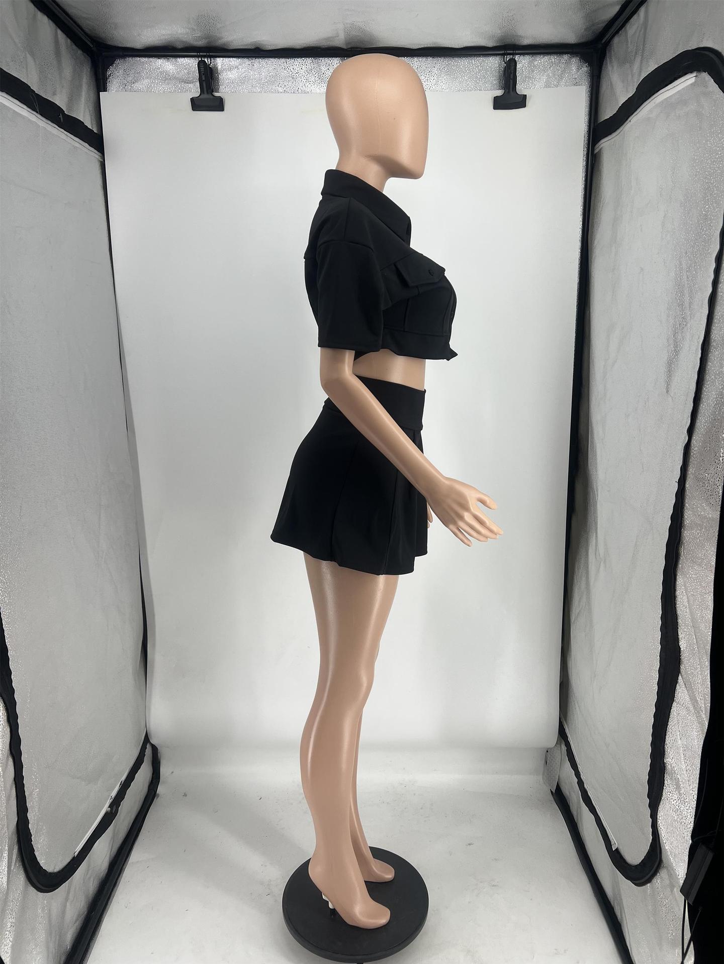 Completo due pezzi donna stile cargo top e minigonna_voghion.com
