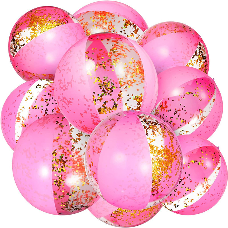 Cross-border wholesale in stock super transparent PVC inflatable sequin ball water toys photo props inflatable beach ball