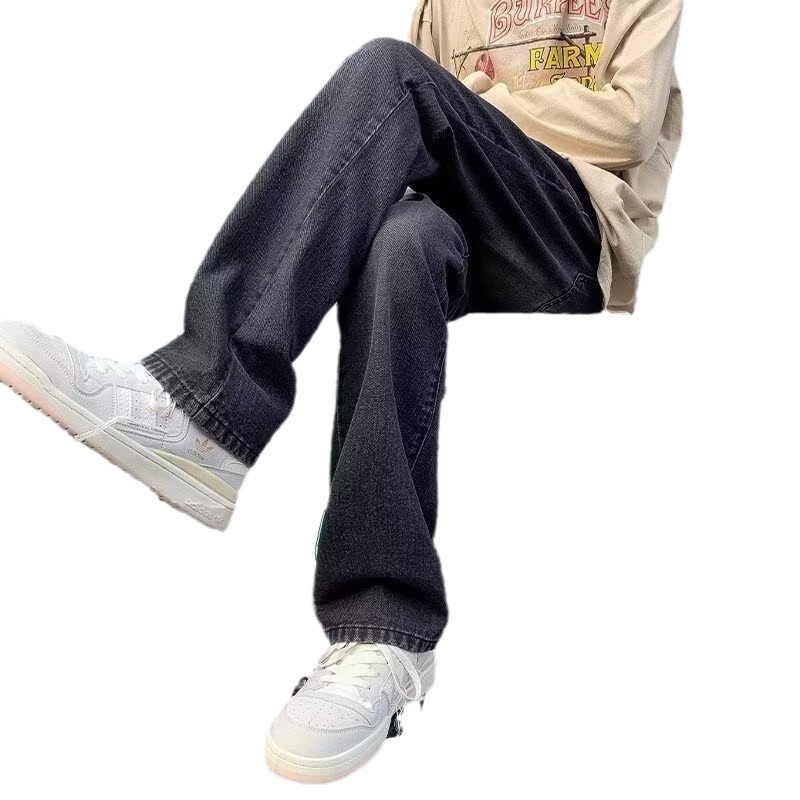 2024 otoño e invierno jeans estadounidenses hombres lavados y desgastados retro barro amarillo teñido marea calle alta holgada jeans rectos