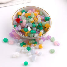 仿玉彩色蝴蝶葫芦爱心圆形散珠diy手工手链发饰服饰材料配件饰品