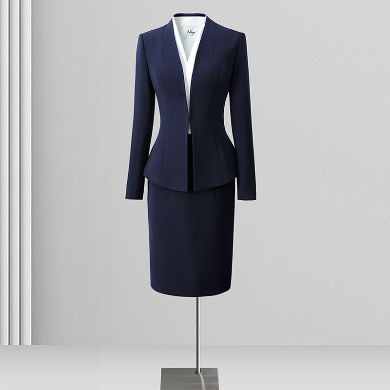 灰色无领西装外套女气质名媛高级感西服正装职业套装通勤ol工作服|undefined