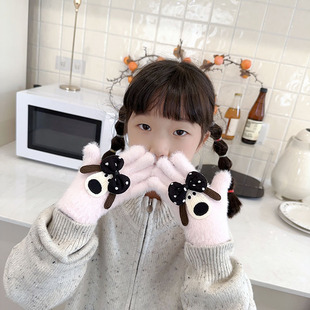Korean Autumn and Winter Kidsren's Gloves Sanrio Cartoon Cute Candy Color Five-Finger Warm Knitted Gloves for Boys and Girls