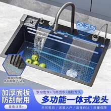 超厚鲸鱼厨房蜂窝水槽304单槽数显不锈钢纳米家用食品级手工多槽