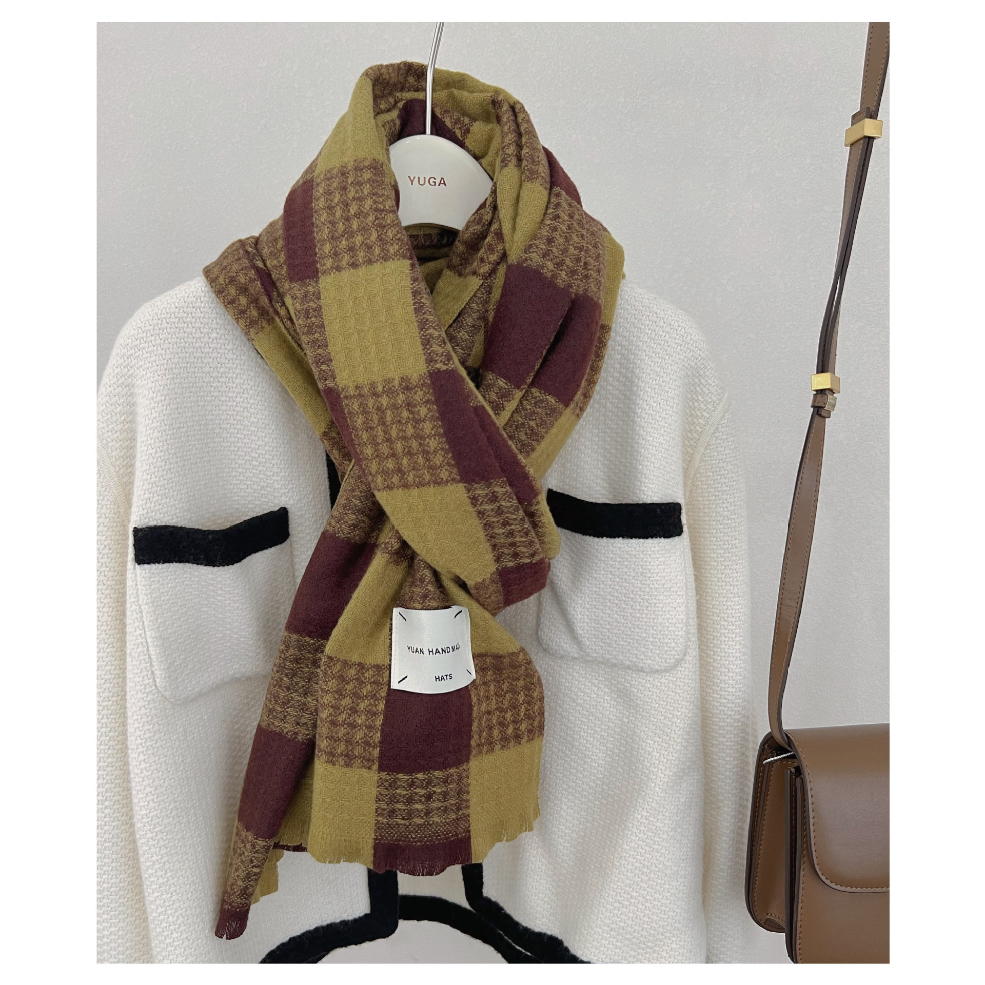 Sciarpa a quadri da donna autunno inverno stile versatile_voghion.com