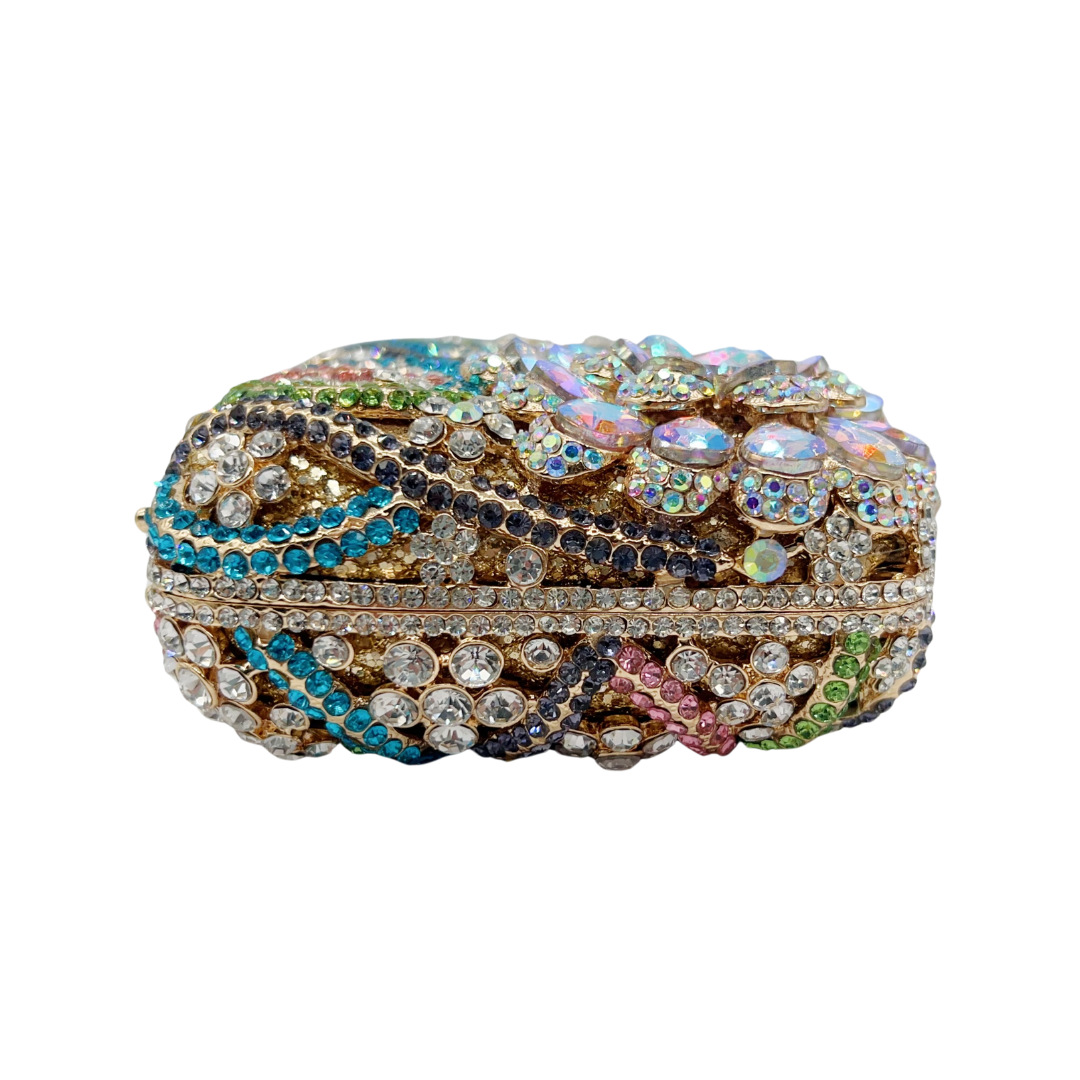Túi clutch nữ đính kim cương cắt kim loại dự tiệc — màu vàng, hồng