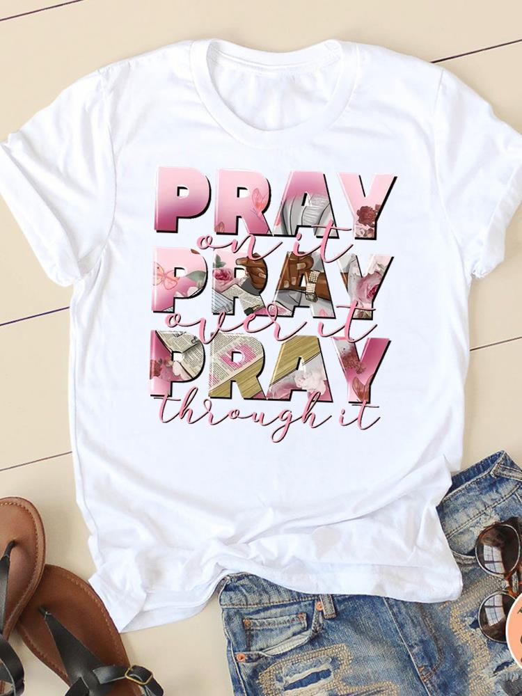 Letter Style Cute 90s Sweet Short Sleeve Fashion Women Print