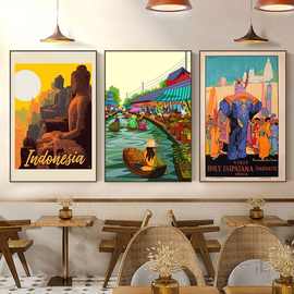 泰国装饰画东南亚风格泰式餐厅挂画按摩店SPA瑜伽馆异域风情壁画