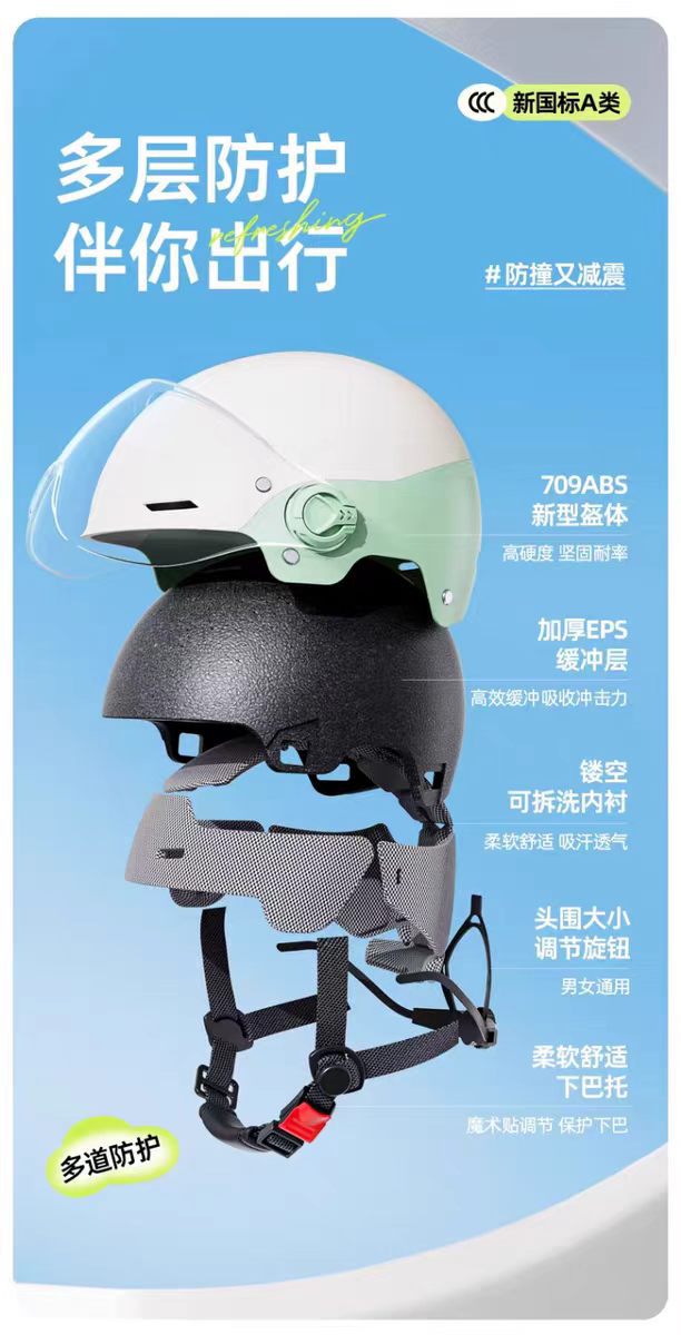 New national standard 3C certified motorcycle and electric vehicle helmet for men and women, summer safety helmet, breathable, sun-blocking, and sun-protective for electric scooters