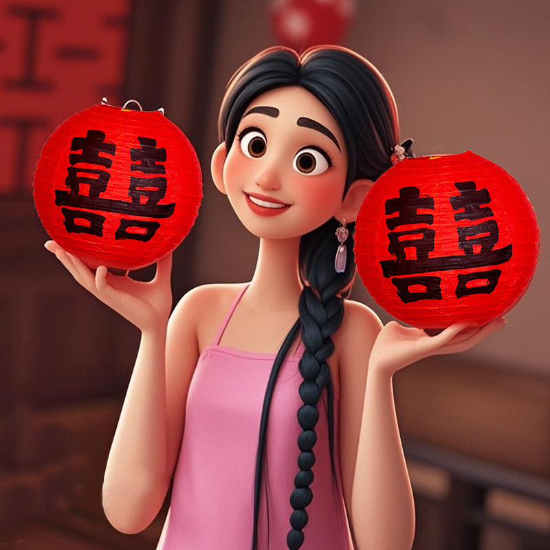 Sala de bodas diseño traje decoración de la boda Xi personaje Garland Nueva Casa Mujer hombre dormitorio decoración boda foto tire bandera