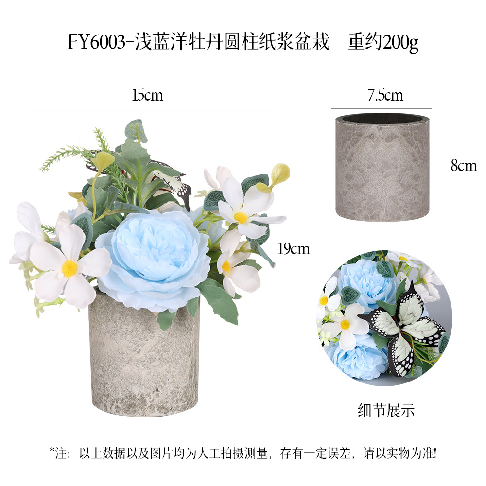 Más de 240 combinaciones populares de macetas con plantas verdes artificiales, decoraciones para el hogar, flores artificiales, bonsáis cilíndricos de pulpa de papel.