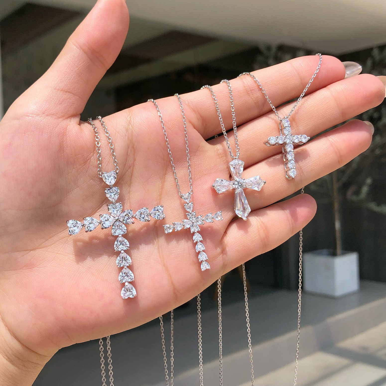 5g Weight 925 Sterling Silver Pendant Material Zircon Inlay Material Pendant Necklace Classification 925 sterling silver Chain Material 1 Piece Quantity Holiday, Daily Occasion 925 Sterling Silver Material Geometric, Cross Pattern Women's Gender Plating, Inlay Design IG Style, Modern Style Style 925 Sterling Silver Zircon Plating Inlay Geometric Cross Pendant Necklace 无